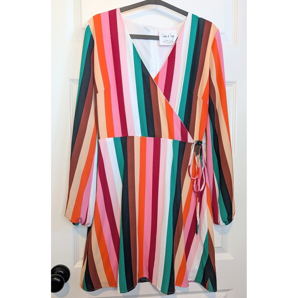 Sadie & Sage Colorful Stripe Wrap Dress